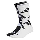 adidas Unisex AEROREADY Crew Logo Brand Love Socks 2 Pairs, White / Black, 48-51