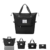 Moguxb Unisex Handtaschen Schwarz Sporttaschen Faltbare Reisetasche mit Große Kapazität Sport-Henkeltaschen Wasserdichte Weekender Tasche für Damen Herren Reisen und Einkaufen