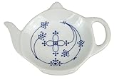 Porzellan Teebeutelablage Indisch Blau maritim Strohblume 12,2 x 8,7 x 1,5cm