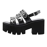 WATIIFUFU Damen Sandalen Sommer Plateau Thick soled Open Toe Sandaletten mit Hohem Absatz Modische Freizeit Schuhe Rutschfest und Bequem Geeignet für Frühling und Sommer Schwarz
