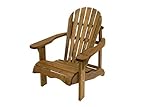 NATIV Hochlehner Gartenstuhl braun| Gartensessel aus massivem Holz | Design im Stil eines Adirondack Stuhls | Garten Relaxsessel mit Breiten Ablageflächen | Outdoor Sessel zur Entspannung