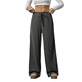 MOKBAY Sport Jogginghose Damen Stoffhose Kordelzug Curvy High Waist Baggy Pants Jogging mit Taschen Sommerhose Weite Freizeithose Elegant Sommer Stretch Lang Chino Hose Damen XL