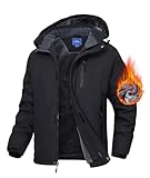 Zoofly Skijacke Herren Winterjacke Warm Gefüttert Outdoor jacken Waterproof Snowboardjacke für Männer Winddicht Schwarz M