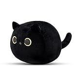 Schwarze Katze Plüschtier Umarmung Spielzeug - Stofftier Kopfkissen Plüsch Katzenform Kissen - Plüschtier Katze Geschenk Puppe quetschbar und druckentlastend (Schwarz 20cm)