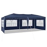 Gartenpavillon, wasserdicht, 3 x 6 m, Pop-Up-Zelt mit 4 abnehmbaren Seitenteilen, Anti-UV-Schutz, tragbar, faltbar, inklusive Tragetasche