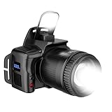 Wiederaufladbare Stirnlampe mit Bewegungssensor, zoombare Lampe, 6 Modi, wasserdicht, zoombar, batteriebetrieben, für Laufen, Camping, Nachtarbeit, Wandern, Angeln, Radfahren