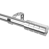 Gardinenstange Ausziehbar Vorhangstange Verstellbare Länge Gardinenstange Edelstahl Curtain Rod für Wohnzimmer, Schlafzimmer Fenster, Ø25mm, 90-175cm(Silber)