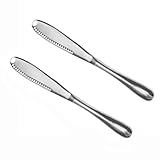 OurLeeme 2 STÜCKE Edelstahl Butterstreuer Messer, Professionelle 3 in 1 Buttermesser Schneidemaschine Lockenwickler Buttermesser mit Gezahntem Rand