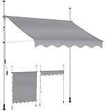 KESSER® Klemmmarkise mit Handkurbel Balkon, Balkonmarkise ohne Bohren, UV-beständig höhenverstellbar wasserabweisend, Sonnenschutz, Terrassenüberdachung, einfache Montage 350cm