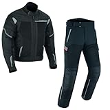 Zweiteilige Motorradkombi Herren Motorrad Textil kombi Biker Motorrad Touring Jacke und Hose Schwarz Herren 2-teiler mit Protektoren Motorradanzug Textilien Motorradjacke & Motorradhose (BLACK, S)