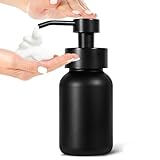 GMISUN Schaumseifenspender, 250 ml Seifenspender Schaum schwarz matt aus Glas für Küche, Modern Schaumspender für Badezimmer, nachfüllbaren Seifenschaumspender, Spülmittelspender, Handseifenspender