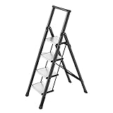 4-stufige leichte, tragbare Klappleiter mit Sicherheitsgriff und rutschfestem, breitem Pedal, robuste Haushalt-Stehleitern