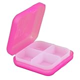 Pillendose quadratisch - Pillendose für den täglichen Gebrauch | Tragbar - 4 Ringfächer Etui für Tasche, Handtasche, Reisemedikamente, Fischöle, Ergänzungen, kleine Tablettenaufbewahrungsbox