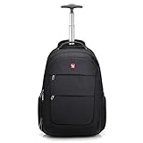 OIWAS Reisetasche mit Rollen, 15,6 Zoll Laptop Tasche 55x40x20 Handgepäck Rucksack Backpack Trolley Schlichtes Handgepäck für Business Reise und Urlaub 30L Schwarz