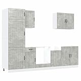 HEFZGDB 7-TLG. Küchenschrank-Set Kalmar Betongrau Holzwerkstoff Büroschrank Küchenunterschrank Apothekerschrank Küche Mehrzweckschrank für Küche Badezimmer Wohnbereich Speisesaal