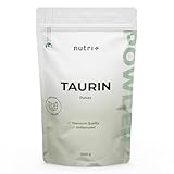 Nutri + Taurin Pulver 1 kg - hochdosiert + vegan - pflanzlich durch Fermentation - reines Taurine Powder 1000 g Premiumqualität natürlich ohne Zusatz