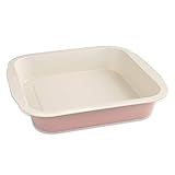 Dr. Oetker Brownie-Backform, Schokoladenkuchenform aus der Serie Modern Baking - Retro Design mit zweifarbiger, keramisch verstärkter -Antihaftbeschichtung (Farbe: Rosa/Creme), Menge: 1 Stück