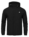 Huayuzh Jacke Herren Softshelljacke Wasserdichte Atmungsaktiv Winddichte Winterjacke Leichte mit Kapuze Laufen Wandern Schwarz M