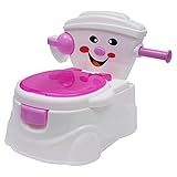 Kindertöpfchen mit Niedlichem Smiley-Design, Baby Toilettensitz & Nachttopf für Kinder 6 Monate bis 5 Jahre, Töpfchentraining Toilette mit Haltegriffen, Einfach zu Reinigen und als Hocker Nutzbar