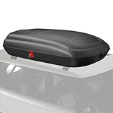 COSTWAY 400L Dachbox Auto, Dachkoffer abschließbar mit Zentralverriegelung, Schlüsseln & Gurten, Gepäckbox wasserdicht, Dachgepäckträger XXL für Autos, Vans, SUVs, Schwarz (400 Liter)