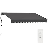 Outsunny Gelenkarmmarkise mit Handkurbel elektrisch höhenverstellbar Markise Sonnenschutz UV 30+ Balkonmarkise inkl. Wandhalterung Sonnenmarkise 300cm breit für Terrasse Balkon Dunkelgrau