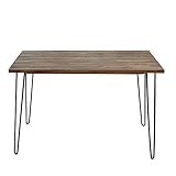 Invicta Interior riess-Ambiente Massiver Retro Esstisch Scorpion 120cm Akazie braun verwittert Hairpin Legs Massivholz Tisch Holztisch