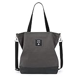 KALIDI Groß Damen Umhängetasche/Handtasche Canvas Tasche Schultertasche Totepack Shopper Casual Hobo Bag Crossbody Bag für Schule Büro Arbeit Reisen Ausflug Einkauf (Grau)