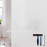 Volcanics Fensterfolie Blickdicht 90x200cm mit Montagewerkzeug, Milchglasfolie Selbsthaftend Statisch Ohne Klebstoff, Anti-UV Sichtschutzfolie für Zuhause Büro Badezimmer Küche
