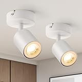 wowatt 2er LED Deckenleuchte 1 Flammig Weiß, Deckenstrahler GU10 Schwenkbar, Deckenlampe Wandstrahler Drehbar, Spotlight Lampe Deckenspots für Küche, Schlafzimmer, Wohnzimmer (Ohne Leuchtmittel)