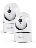 winees Baby Kamera 2 Stück, 1080P WLAN Überwachungskamera Innen 360 Grad Schwenkbare Babyphone mit Kamera, Bewegungsverfolgung Nachtsicht, IP Kamera mit 2 Wege-Audio, App Kontrolle mit Alexa, 2pack