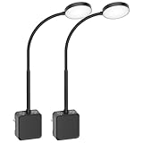 PRINCEWAY LED Steckdosenleuchte Leseleuchte Dimmbar, 2er Pack LED Schwanenhals Steckdosen Lampen Wand Schwarz, Zwei Berühren Schalter, 3er Beleuchtungsfarb Modi, 110° Breiter Lichtwinkel