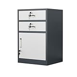 Büroschrank aus Metall mit abschließbaren Schubladen und verstellbaren Regalen, Home Office, mobiler Aktenschrank für Büroaufbewahrung (2 Schubladen, Blau)