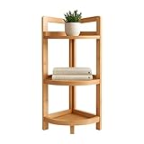 Relaxdays Eckregal Bambus, 3 halbrunde Ablagen, HBT: 77x23x23 cm, Standregal Bad & Küche, platzsparend, Natur