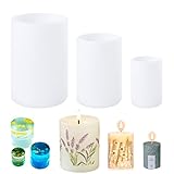3PCS Kerzen Gießform, Zylinderförmige Kerzen Formen Kerzenform Silikon Rund DIY für Handwerk Ornamente Duftkerze Handgemachte Seife
