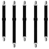 Piuluvor® 5 Stück Tischdeckenklammern Tischtuchhalter für Draußen Elastisch Verstellbare Tischtuchklammern Versteckte Tischdeckenhalter für Tischdecke Bettwäsche Matratze (Schwarz)