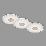 BRILONER Leuchten - 3er Set LED Einbauleuchten Decke, 650 Lumen, LED Einbaulampen, Einbaustrahler Bad, Badeinbaustrahler IP44, Aluminiumfarbig, 120x36 mm (DxH), 7043-039