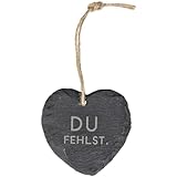 Spruchreif | Schieferherz mit Gravur | Schieferherz mit Spruch | Dekoherz Aufhängen | Erinnerung | Andenken | Herz Trauer | Vermisse Dich