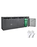 VEVOR Mülltonnenbox, 4x 240 L Mülltonnenhaus für den Außenbereich, Müllcontainer aus verzinktem Stahl, Mülltonnenverkleidung, für den Einsatz im Garten, Hinterhof und auf der Terrasse