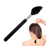 Ausziehbarer Rückenkratzer, Teleskop-Rückenkratzer, Silikon Brush Back Massager Scratcher, Tragbare Massagewerkzeuge mit Edelstahlgriff, Reiniger für