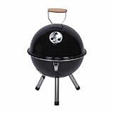 Nexos - BBQ Minigrill Kugelgrill Ø 29 cm – Kompakt-Holzkohlegrill mit Deckel & Rost – Rundgrill für Garten, Camping, Festival, Balkon – Schwarz – tragbar & leicht
