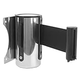 GHHZML Absperrband Ausziehbar 1Pcs Versenkbare Band Edelstahl Stanchion Warteschlange Barriere Wand Montieren Crowd Control(Black,2meters)