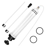 QOUBNIC Ölabsaugspritze, 500ML Ölspritze Handpumpe mit 2 Schlauch EIN Paar 1M Verlängerungsrohr Ersatzgummiringe Ölabsaugpistole Absaugpumpe Ölabsaugpumpe für Motor Auto Getriebe Hinterachsöl