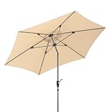 Schneider Sonnenschirm SOLESTA Ø270 cm – UV-Schutz, Kurbel, Knickgelenk, air-vent, wasserabweisend, Polyesterbezug, stabil, für Balkon Garten Terrasse (natur)