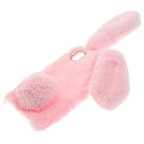 MAGICLULU Plüsch Hasen Handyhülle mit weichem TPU Boden und funkelndem Kamera Rahmen Rosa dekorative Schutzhülle für Modell Flauschig langlebig vollumfänglicher Schutz für alle Jahreszeiten