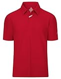 Poloshirt Herren Kurzarm T-Shirt Sommer Golf Polo Shirts Männer Polohemd mit Knopfleiste Atmungsaktives Tshirt Schnelltrocknend kühles Stoff Rot 3XL