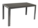 Gartentisch Sorano 70x125cm rechteckig, Gestell Aluminium Silbergrau, Tischplatte Polywood in Holzoptik dunkelgrau, wetterfest