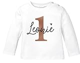 SpecialMe® personalisiertes Baby Langarmshirt Geburtstags-Shirt personalisierbar mit Namen Alter 1-3 Junge/Mädchen 1 Jahr weiß 80/86 (10-15 Monate)
