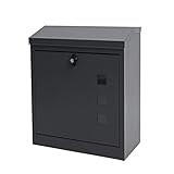 XXL Briefkasten HWC-H26AM, Firmenbriefkasten Postkasten, abschließbar pulverbeschichtet 52x44x25cm - anthrazit-schwarz