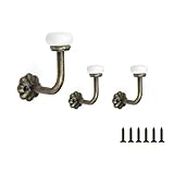 HJIAMA Wandhaken Vintage 3-Stück, Keramik Kleiderhaken Wandmontage mit Schrauben, Garderobenhaken Keramikkopf, Zinklegierung Garderobenhaken Vintage zum Aufhängen Kleidung Hüten Schlüsseln