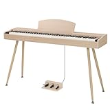 Bonnlo Digitalpiano mit 88 gewichteten Tasten, E-Piano mit 3-Pedal-Einheit für Anfänger, Klavier mit Ständer, 2 Bluetooth-Systeme, Naturholz